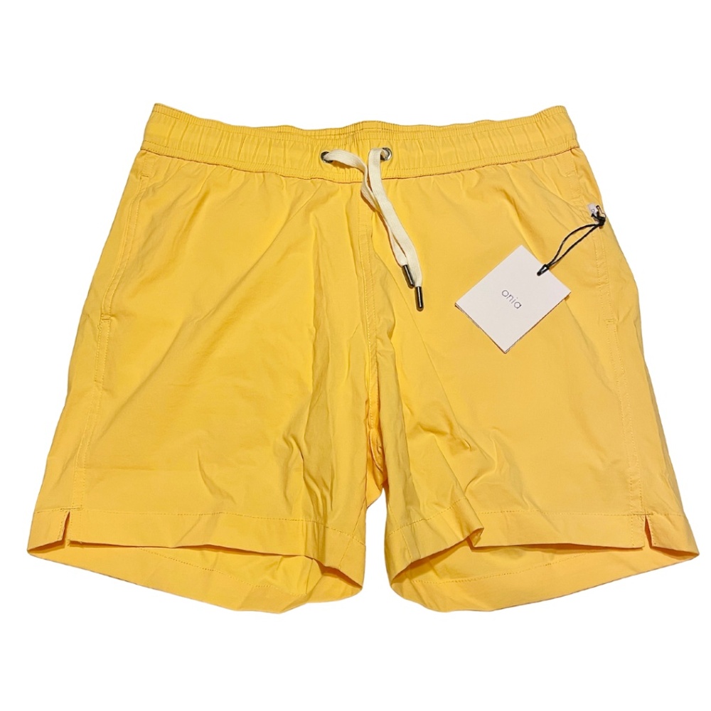 Onia The Charles Solid Yellow Lined Swim Shorts Trunks 5 " Inseam Men's Small